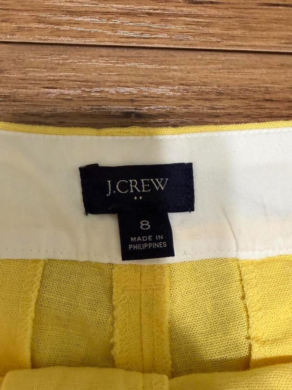 Jcrew Yellow Linen And Cotton Scalloped Edge Shorts Size 8 - Picture 3 of 5